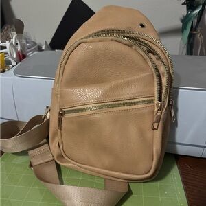 Tan Sling backpack purse